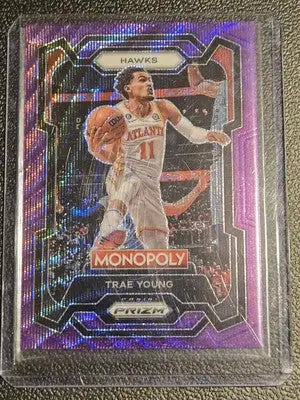 Trae Young Panini Prizm Monopoly basketball card from 2023-24 Panini Prizm Monopoly series