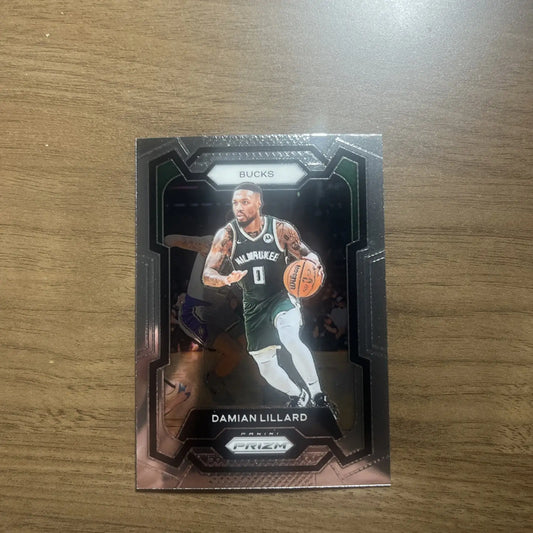 Damian Lillard basketball card from 2023-24 Panini Prizm NBA #175 Silver Prizm