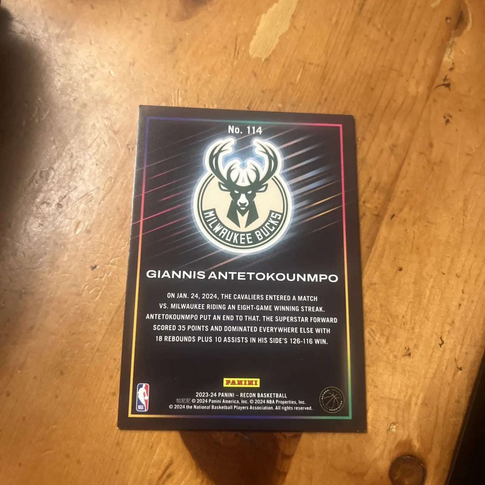 2023-24 Panini Recon #114 Giannis Antetokounmpo sports trading card image