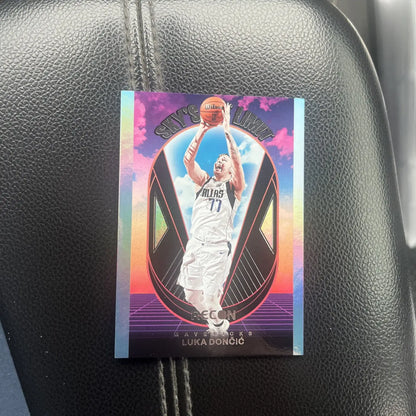 Luka Dončić basketball card from 2023-24 Panini Recon Sky’s The Limit Dallas Mavericks