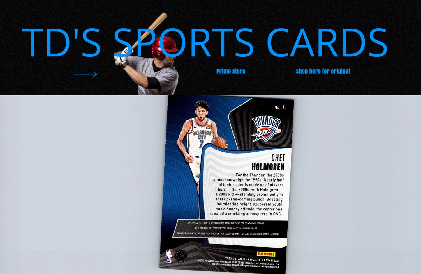 Chet Holmgren basketball card from 2023-24 Panini Revolution trading cards collection