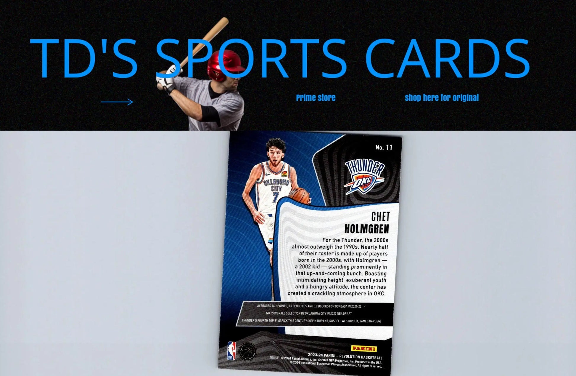 Chet Holmgren basketball card from 2023-24 Panini Revolution trading cards collection