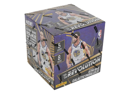 2023-24 Panini Revolution Basketball Hobby Box with purple design and randomly inserted autographs