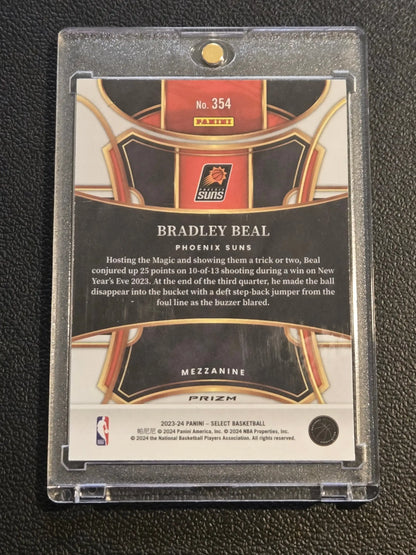 Bradley Beal Zebra Prizms basketball trading card in protective case for 2023-24 Panini Select