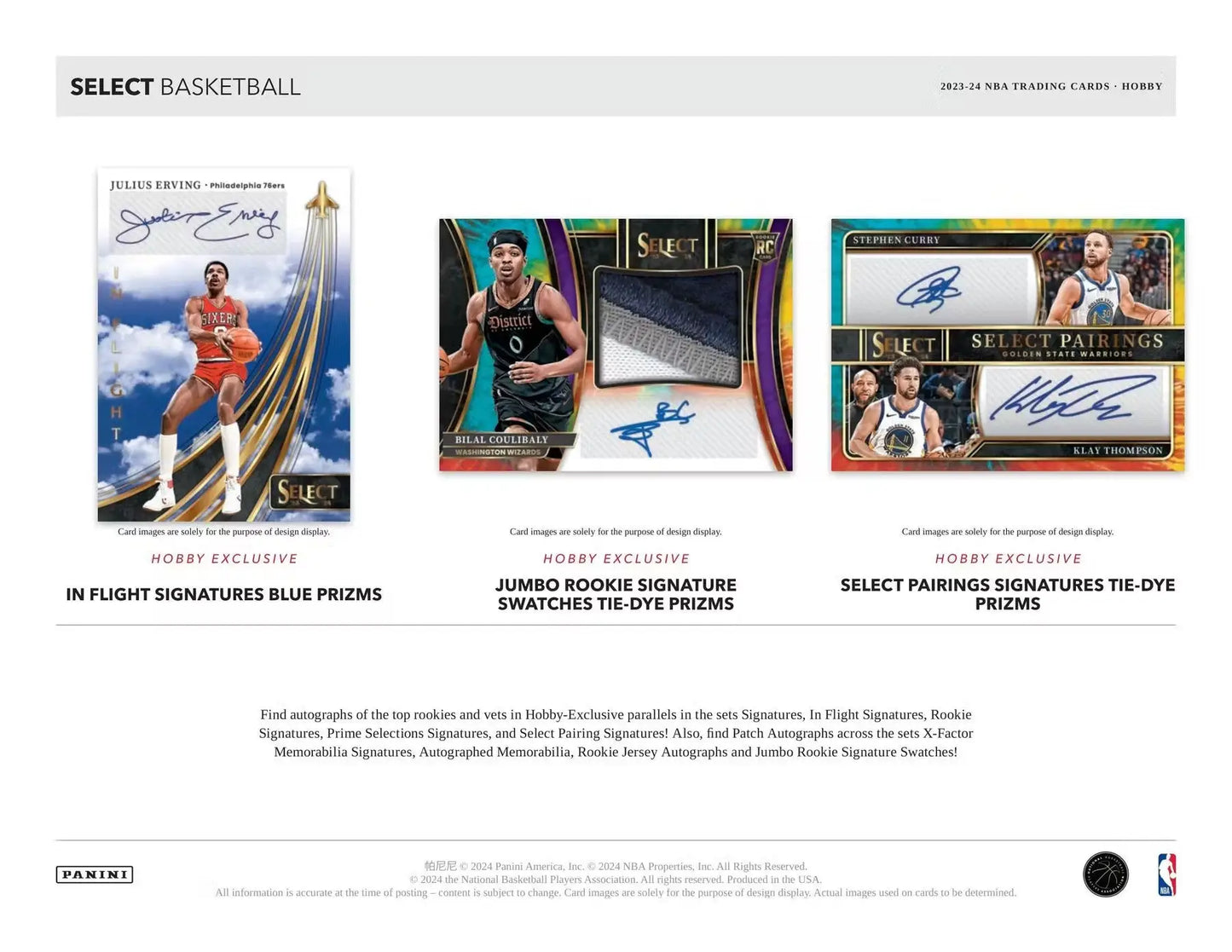 Basketball trading cards from 2023-24 Panini Select featuring rare Black Finite and Color Wheel designs