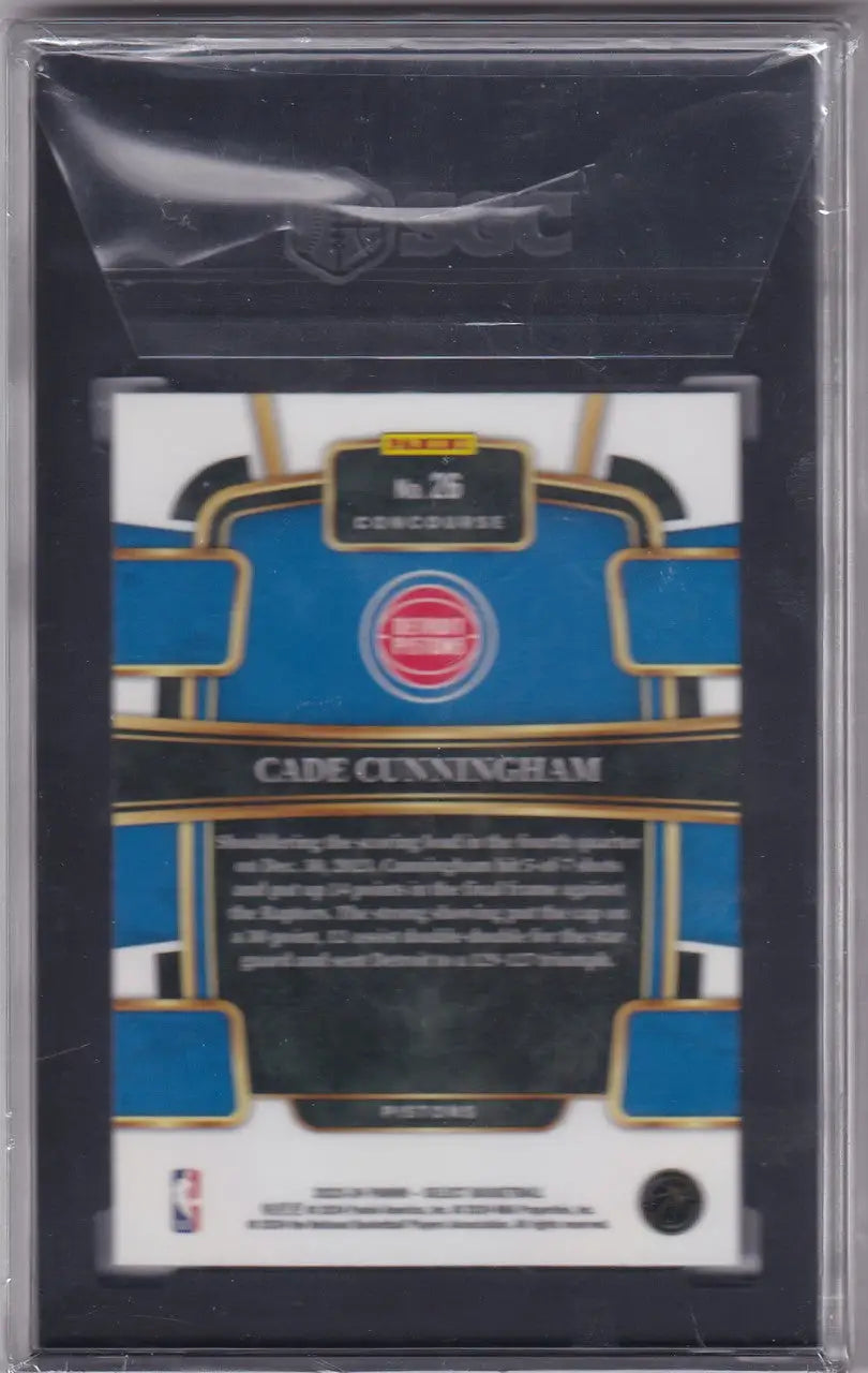 Cade Cunningham basketball card from 2023-24 Panini Select Blue SGC 10 Detroit Pistons