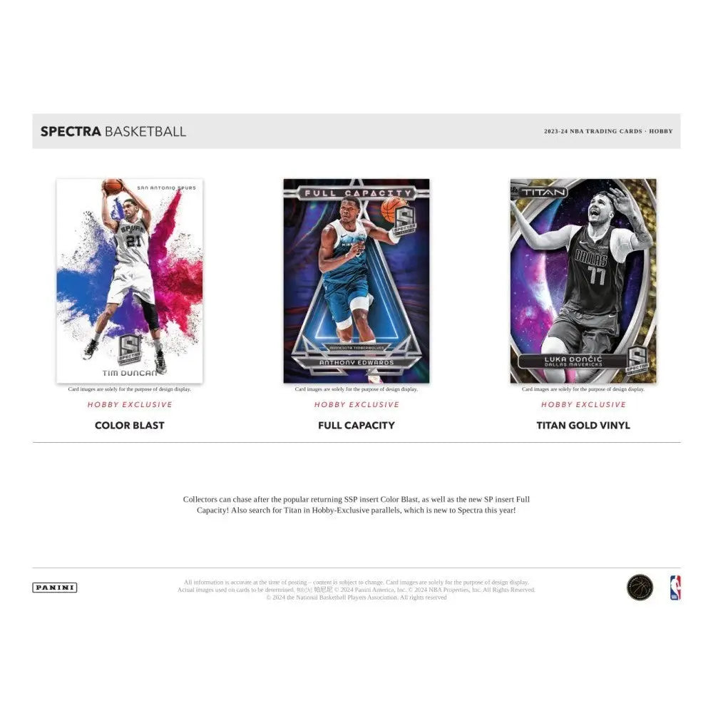 Spectra Basketball trading cards from the 2023-24 Panini Spectra Basketball Hobby Box