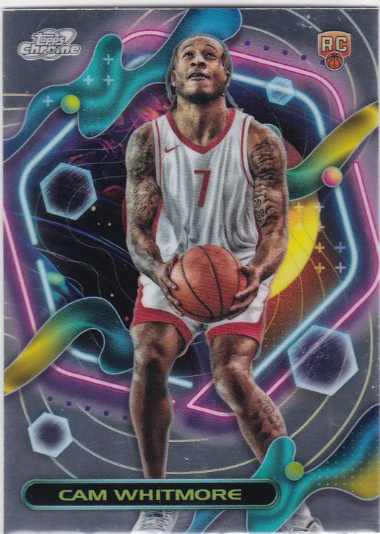 Cam Whitmore basketball card from 2023-24 Topps Chrome RC Houston Rockets collectible