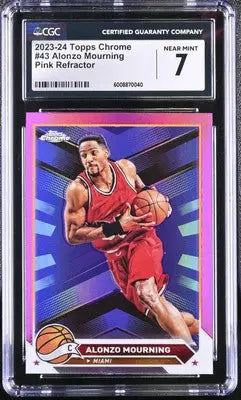 Graded Topps Chrome Alonzo Mourning basketball card Pink Refractor CGC 7