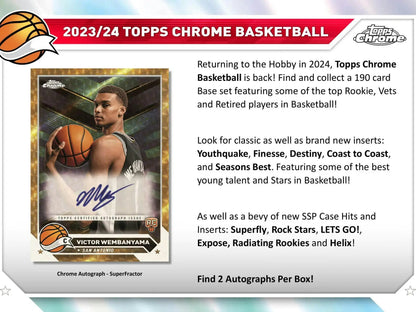 2023/24 Topps Chrome Basketball card featuring refractors gold and superfractors one-of-one