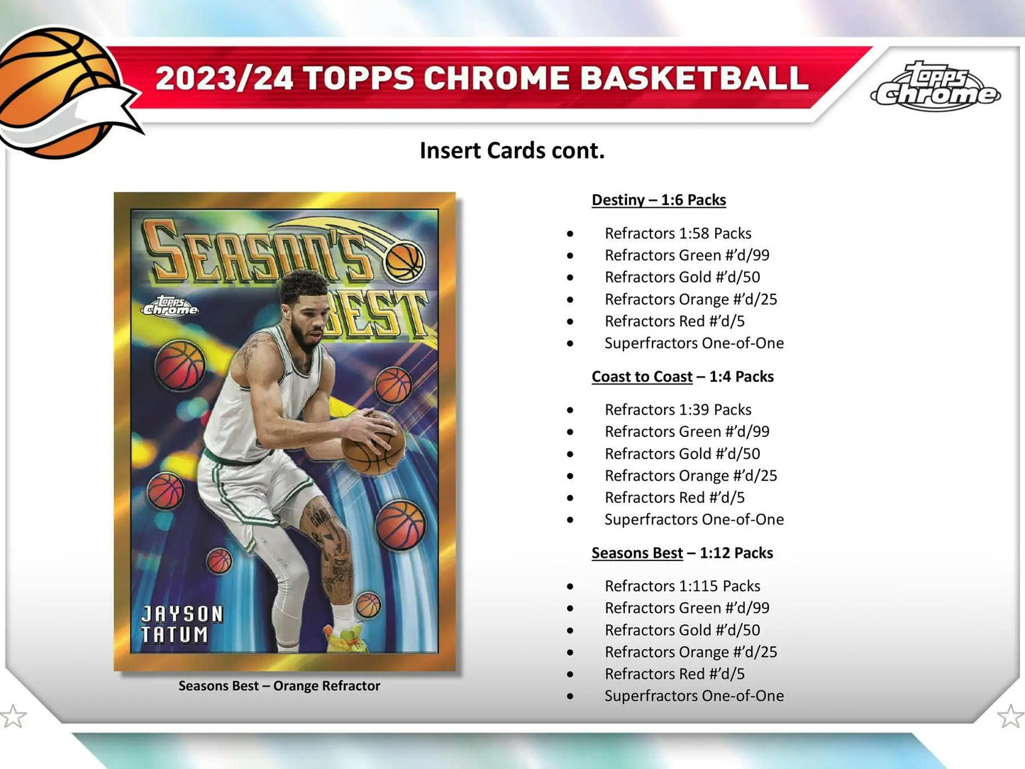Basketball card with player image from 2023-24 Topps Chrome Basketball Hobby Box featuring refractors gold