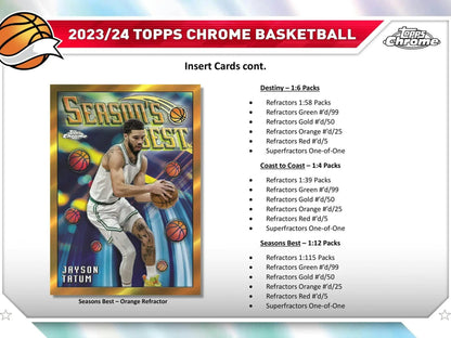 Basketball card with player image from 2023-24 Topps Chrome Basketball Hobby Box featuring refractors gold