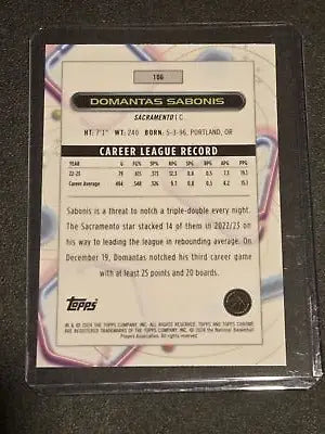Basketball card of Domantas Sabonis from 2023-24 Topps Chrome Cosmic collection