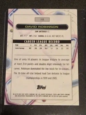 David Robinson basketball card from 2023-24 Topps Chrome Cosmic series