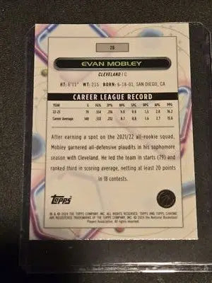 Evan Mobley basketball card from 2023-24 Topps Chrome Cosmic set, chrome cosmic collectible