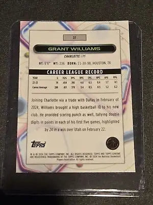2023-24 Topps Chrome Cosmic Grant Williams basketball card front view