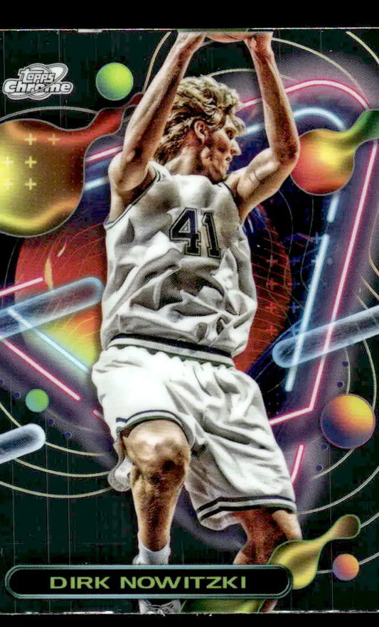 Dirk Nowitzki basketball card from 2023-24 Topps Chrome Cosmic #32 collectible series