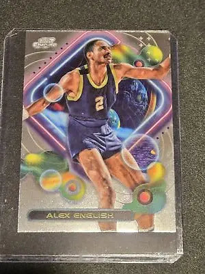 Alex English basketball card from 2023-24 Topps Chrome Cosmic series, chrome cosmic collectible