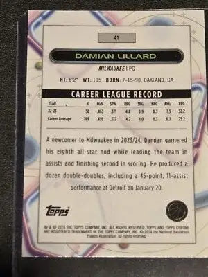 Damian Lillard basketball card from 2023-24 Topps Chrome Cosmic series