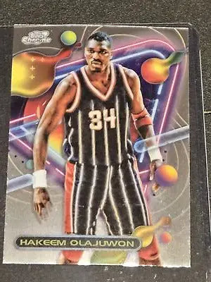 Hakeem Olajuwon basketball card from 2023-24 Topps Chrome Cosmic set