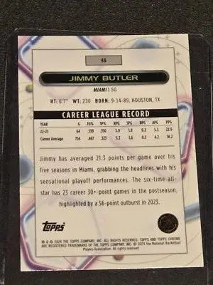 Jimmy Butler basketball card from 2023-24 Topps Chrome Cosmic series