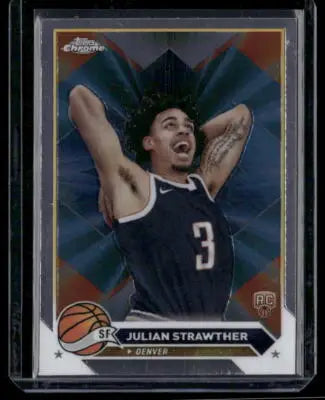 2023-24 Topps Chrome Julian Strawther basketball card showcasing Julian Strawther talent