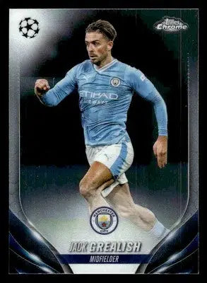 Topps Chrome UEFA Jack Grealish soccer trading card in Manchester City kit