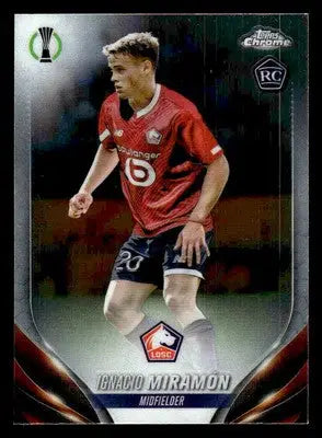 Soccer trading card of Ignacio Miramón in red jersey from 2023-24 Topps Chrome UEFA Club Competitions