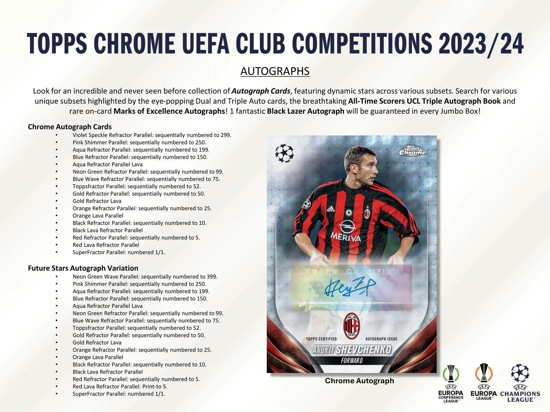 Topps Chrome UEFA Club Competitions autograph card with wave refractor parallel in 2023-24 Jumbo Box