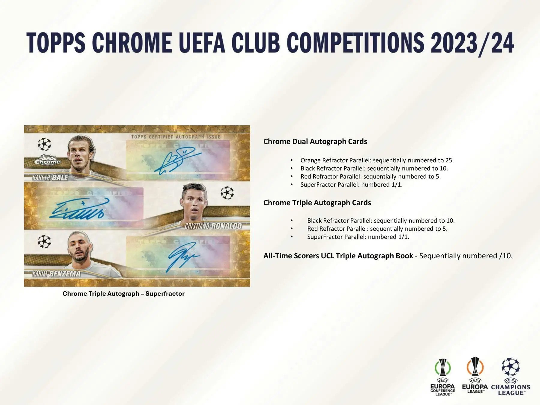 2023-24 Topps Chrome UEFA Club Competitions autograph cards with wave refractor parallel