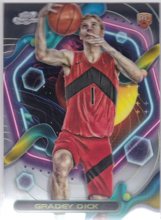 Gradey Dick basketball card from 2023-24 Topps Cosmic Chrome #162 RC Toronto Raptors