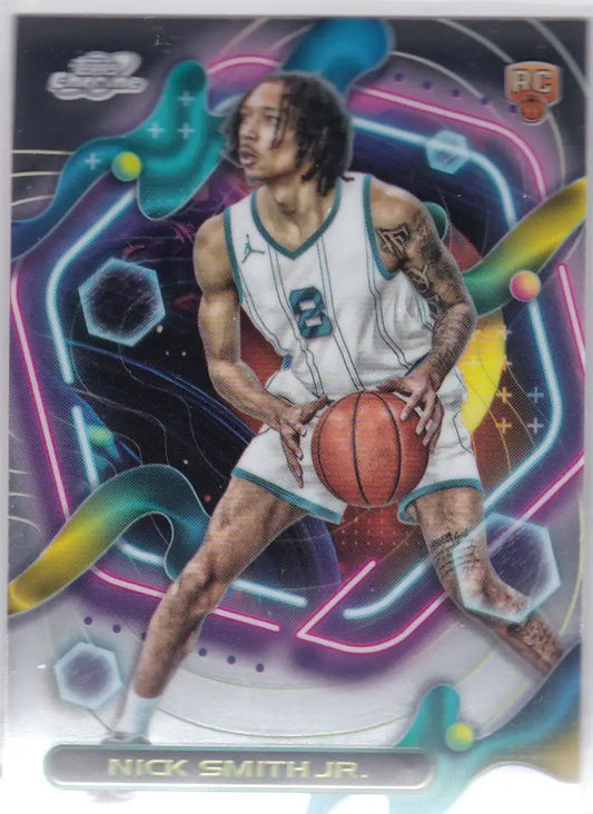 Nick Smith Jr. basketball card from 2023-24 Topps Cosmic Chrome #174 Charlotte Hornets