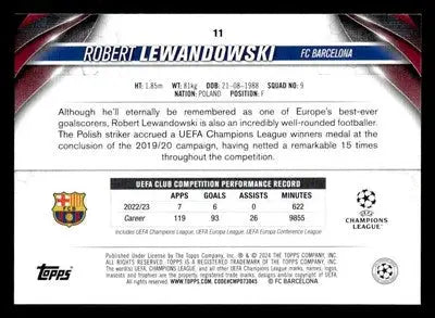 Collectible soccer player card from 2023-24 Topps Jade Edition UEFA Club Competitions featuring Robert Lewandowski