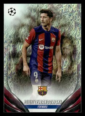 Collectible Robert Lewandowski football trading card from 2023-24 Topps Jade Edition UEFA