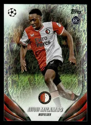 Topps Jade Edition UEFA card featuring Antoni Milambo in red and white jersey