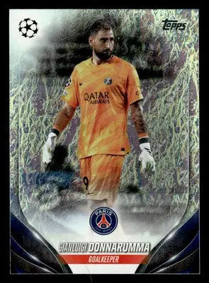 Gianluigi Donnarumma Topps Jade Edition UEFA Club Competitions trading card in orange jersey
