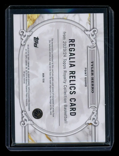 Basketball trading card from Topps Royalty Collection Regalia featuring Tyler Herro relic