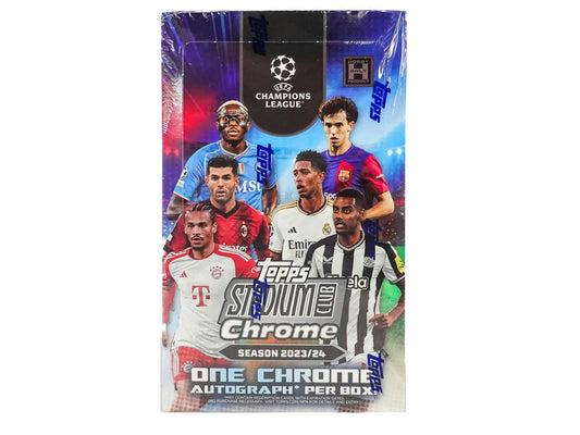 2023-24 Topps Stadium Club Chrome UEFA Soccer Hobby Box with refractor parallel electric charge
