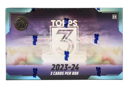 2023-24 Topps Three Basketball Card Box featuring Topps 2023-24 basketball cards