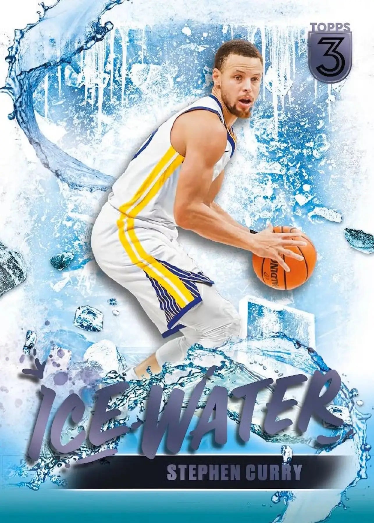 Stephen Curry basketball card from 2023-24 Topps Three Basketball Hobby Box featuring patch autographs