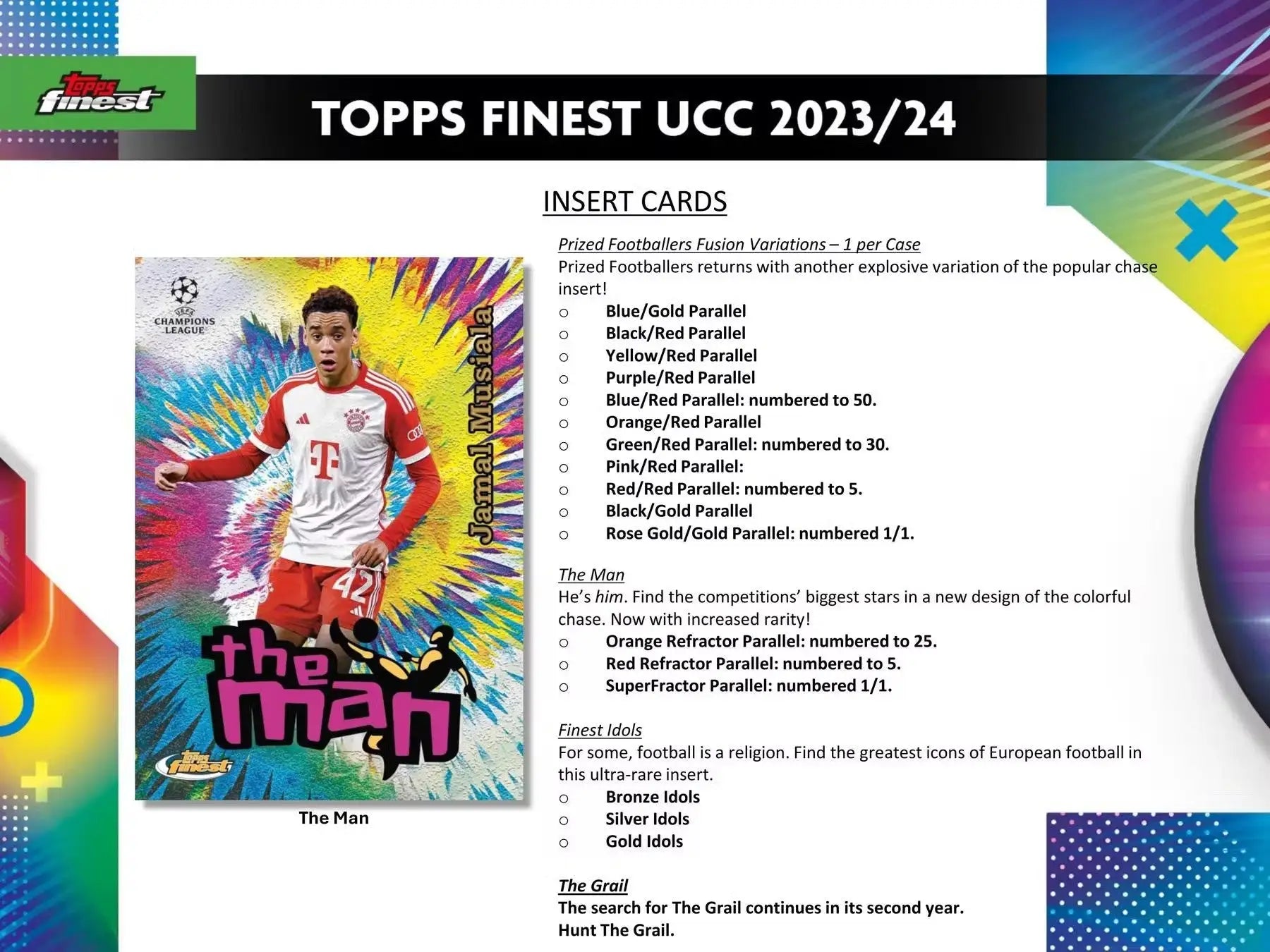 Topps Finest UEFA Champions League 2023/24 trading card showcasing a soccer player refractor parallel