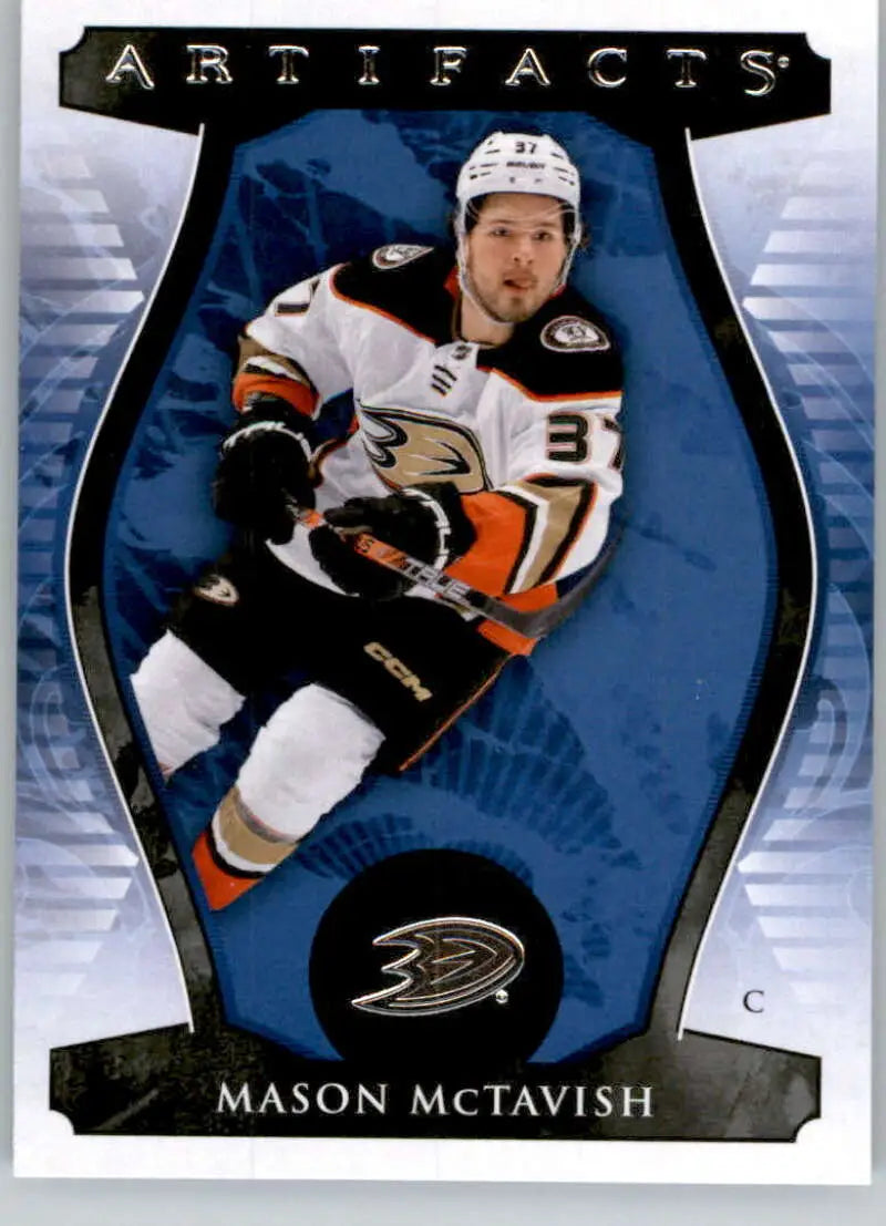 Hockey card of Mason McTavish in Anaheim Ducks jersey from Upper Deck Artifacts