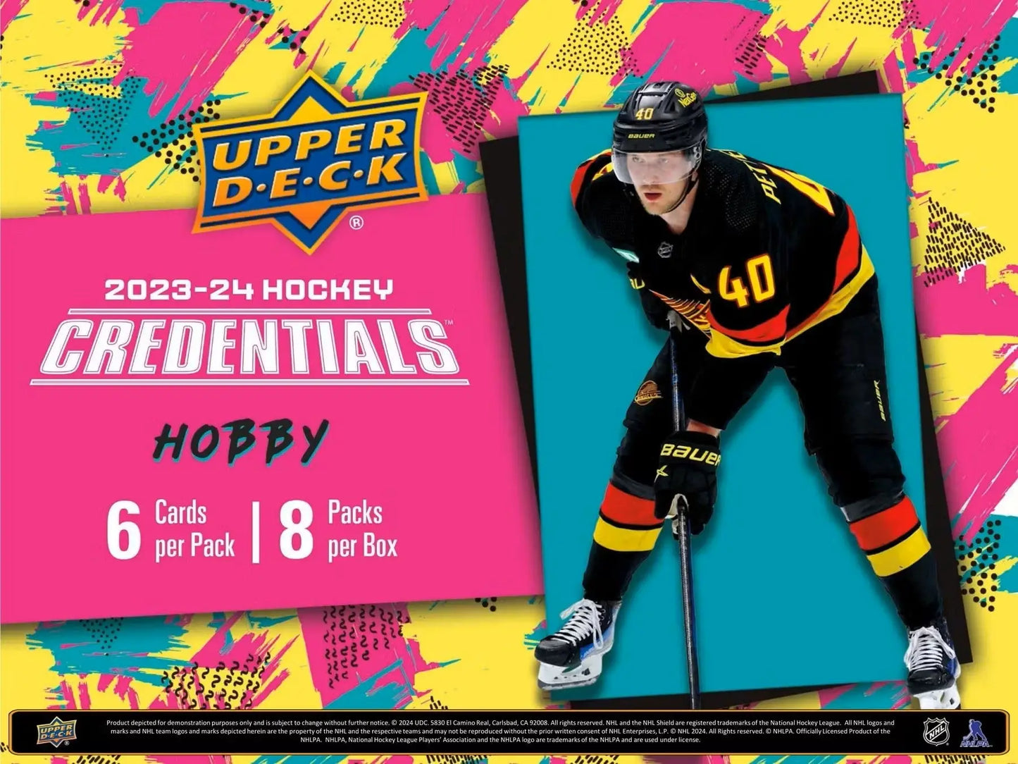 2023-24 Upper Deck Credentials Hockey Hobby Box with ticket access and debut ticket access