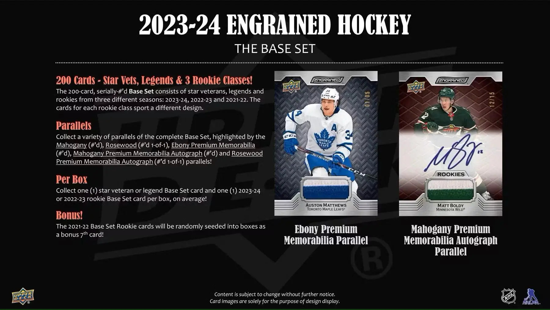 2023-24 Upper Deck Engrained Hockey Hobby Box with signature shots base set and rookie update