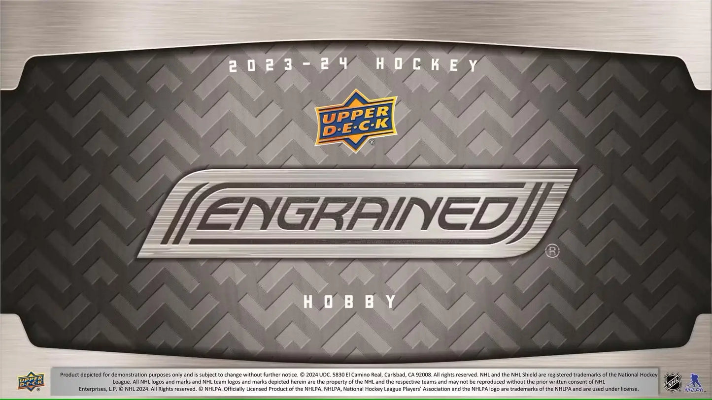 2023-24 Upper Deck Engrained Hockey Hobby Box with signature shots, base set, rookie update