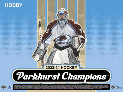Collectible hockey card of Avalanche goalie from 2023-24 Upper Deck Parkhurst Champions base set