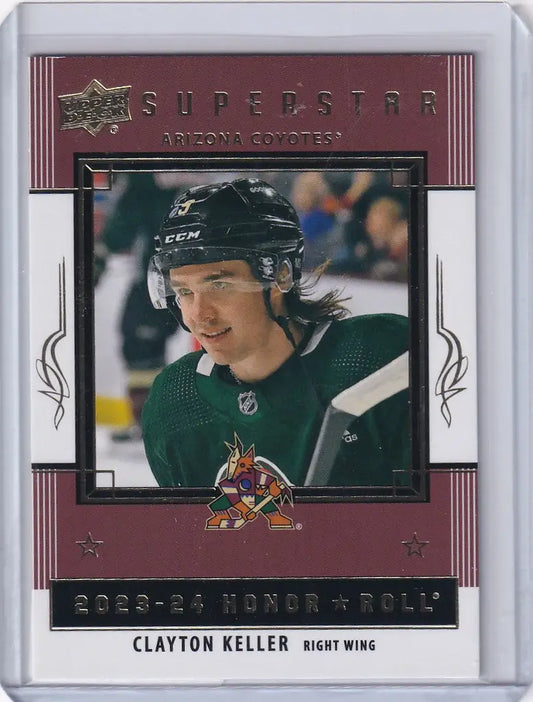 Hockey trading card of Clayton Keller from Upper Deck Series 1 Arizona Coyotes