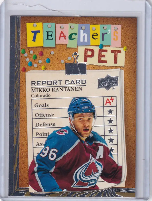 Hockey trading card of Mikko Rantanen from Upper Deck Series 1 Avalanche collection