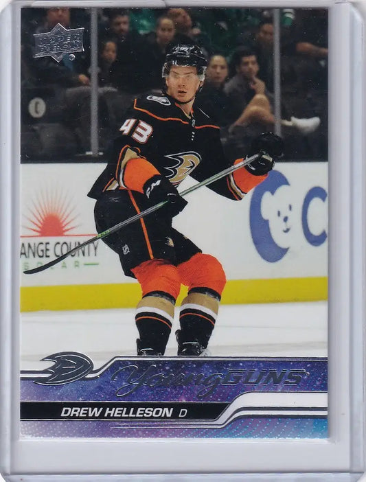 Hockey player trading card of Drew Helleson from Upper Deck Series 1 Anaheim Ducks