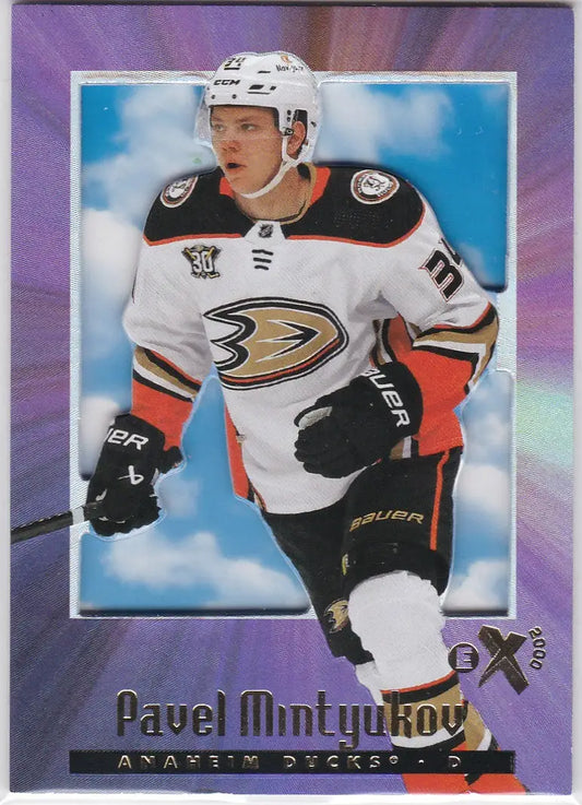 Hockey trading card of Pavel Mintyukov Anaheim Ducks from Upper Deck Skybox series